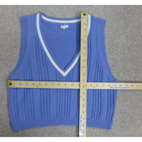 Garage Cropped Light Blue Sleeveless Sweater Vest - Picture 8 of 11